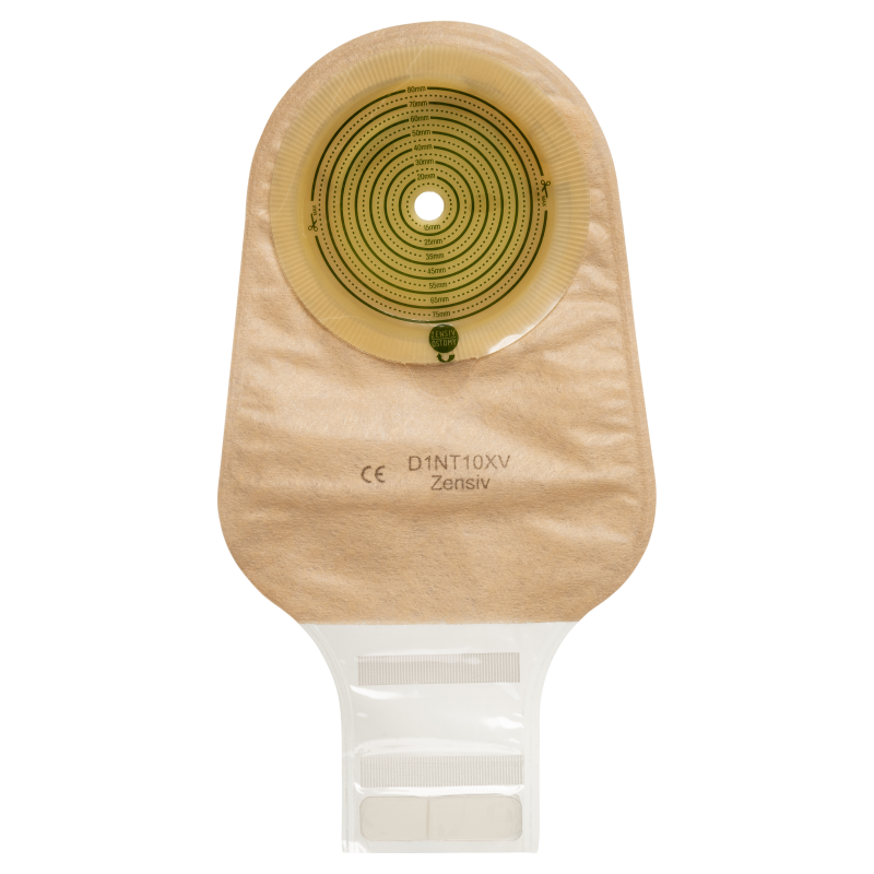 D1NT10XV Калоприймач Зенсів однокомпонентний, прозорий, відкритий, з фільтром, з вент отвором, закривається на липучку, ОДВ 10-80 mm (мм)